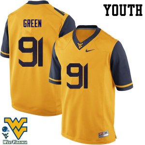 Youth West Virginia Mountaineers NCAA #91 Nate Green Gold Authentic Nike Stitched College Football Jersey YA15O23MR